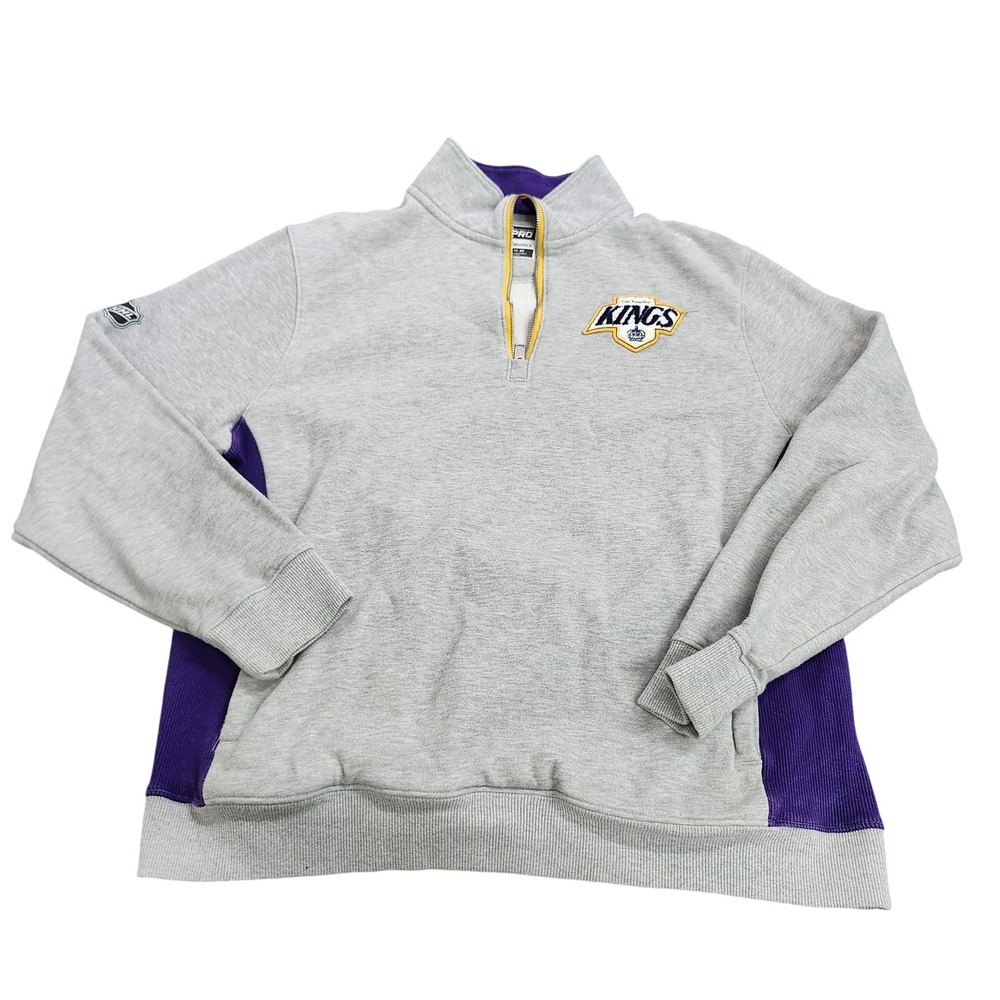 Los Angeles Kings Sweatshirt Mens XL Gray Purple NHL Hockey Fanatics Quarter Zip